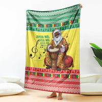 Senegal Christmas Blanket Black Santa Playing Djembe Drum - Wonder Print Shop