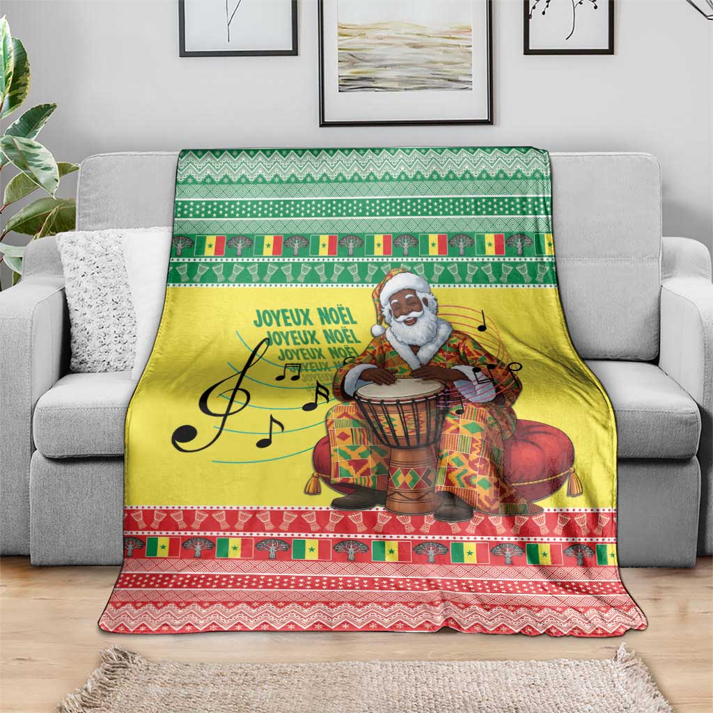 Senegal Christmas Blanket Black Santa Playing Djembe Drum - Wonder Print Shop