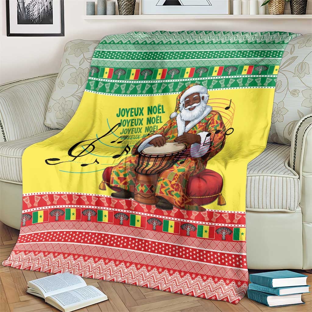 Senegal Christmas Blanket Black Santa Playing Djembe Drum - Wonder Print Shop