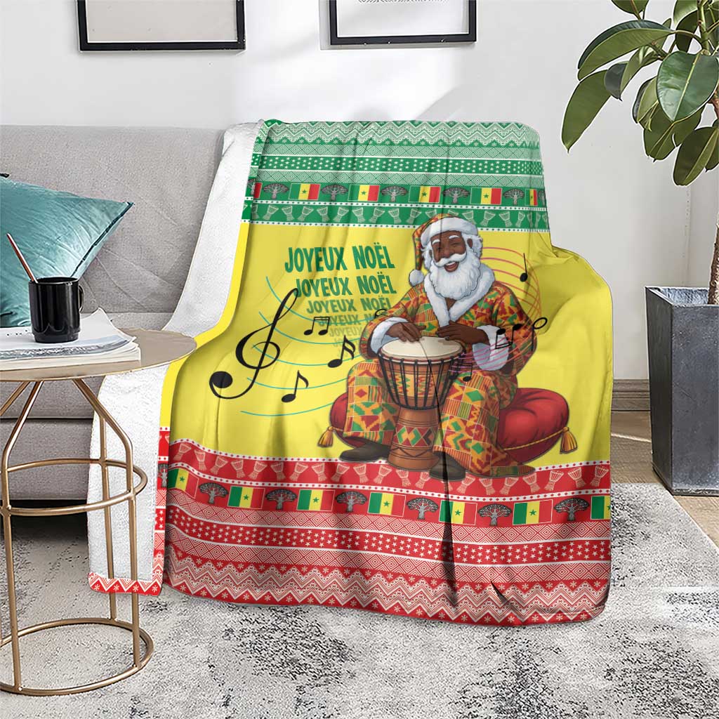 Senegal Christmas Blanket Black Santa Playing Djembe Drum - Wonder Print Shop