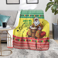 Senegal Christmas Blanket Black Santa Playing Djembe Drum - Wonder Print Shop