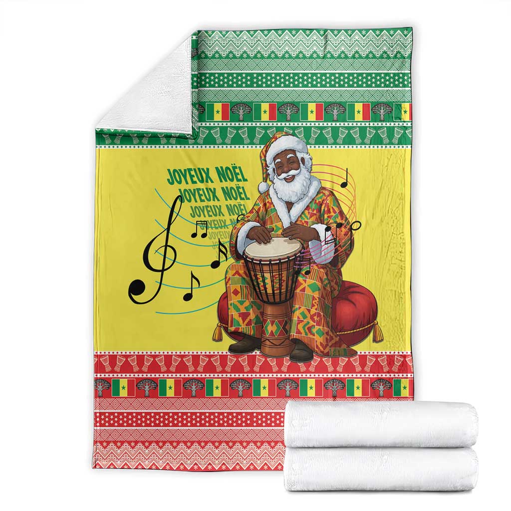 Senegal Christmas Blanket Black Santa Playing Djembe Drum - Wonder Print Shop