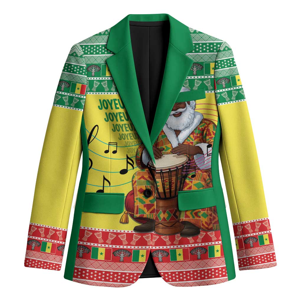 Senegal Christmas Blazer Black Santa Playing Djembe Drum - Wonder Print Shop