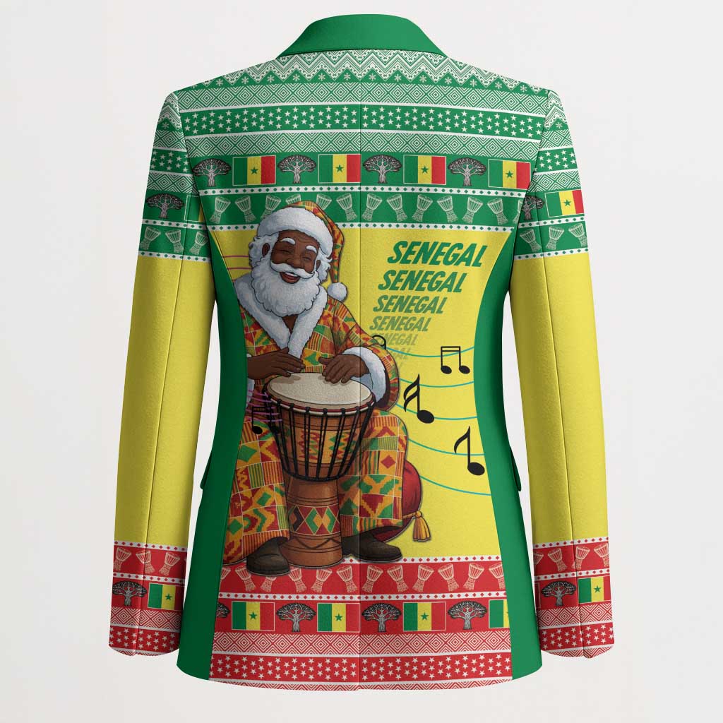Senegal Christmas Blazer Black Santa Playing Djembe Drum - Wonder Print Shop