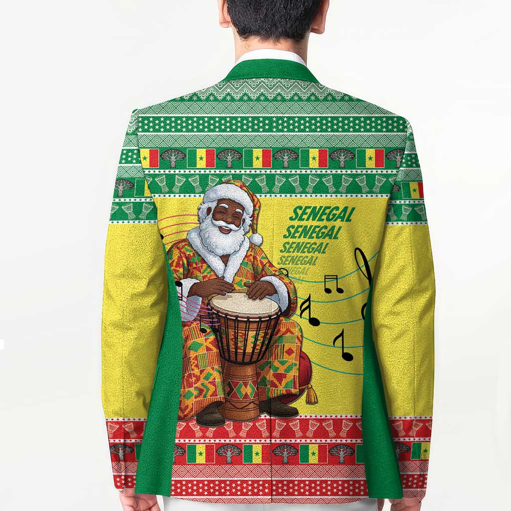 Senegal Christmas Blazer Black Santa Playing Djembe Drum - Wonder Print Shop