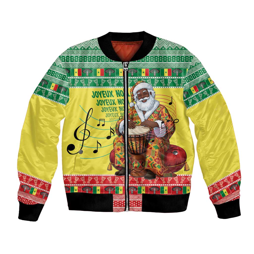 Senegal Christmas Bomber Jacket Black Santa Playing Djembe Drum - Wonder Print Shop