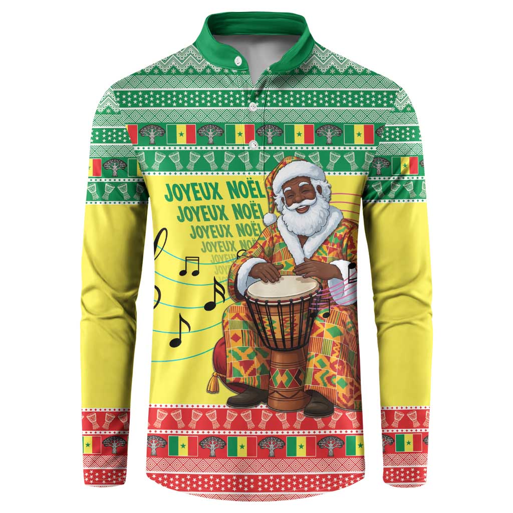 Senegal Christmas Button Sweatshirt Black Santa Playing Djembe Drum - Wonder Print Shop