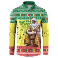 Senegal Christmas Button Sweatshirt Black Santa Playing Djembe Drum - Wonder Print Shop