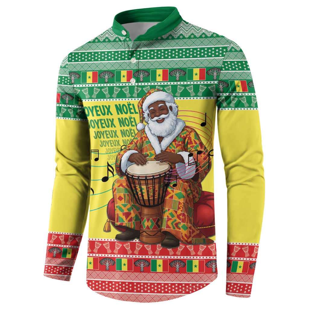 Senegal Christmas Button Sweatshirt Black Santa Playing Djembe Drum - Wonder Print Shop