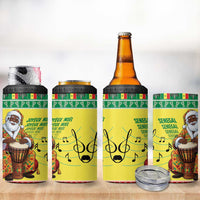 Senegal Christmas 4 in 1 Can Cooler Tumbler Black Santa Playing Djembe Drum - Wonder Print Shop