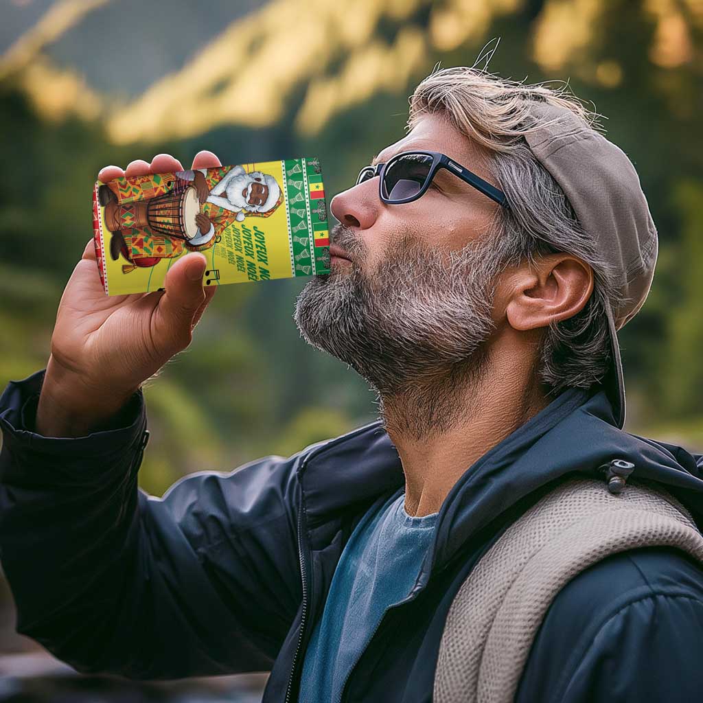 Senegal Christmas 4 in 1 Can Cooler Tumbler Black Santa Playing Djembe Drum - Wonder Print Shop