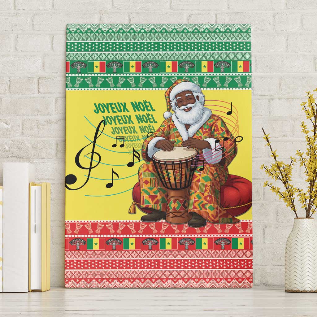 Senegal Christmas Canvas Wall Art Black Santa Playing Djembe Drum - Wonder Print Shop