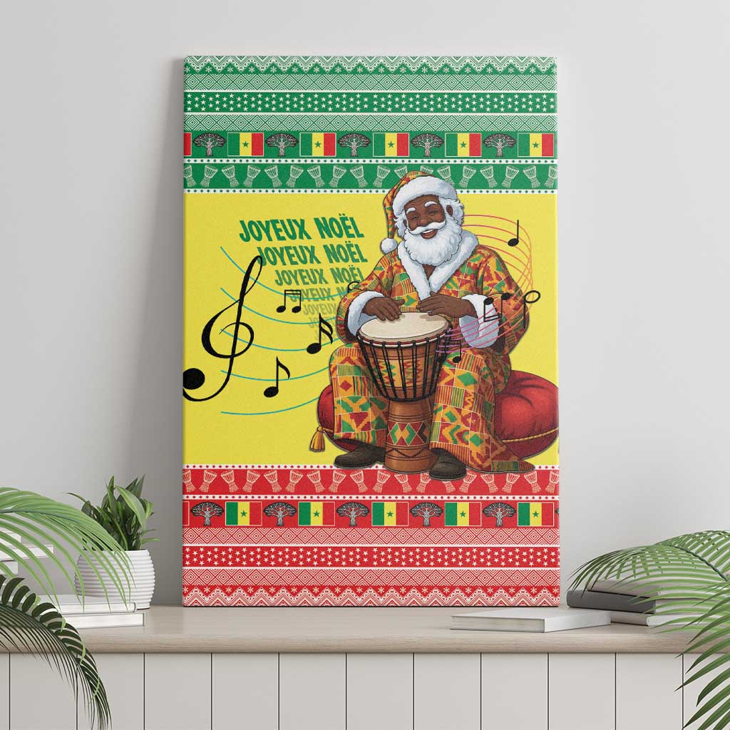 Senegal Christmas Canvas Wall Art Black Santa Playing Djembe Drum - Wonder Print Shop