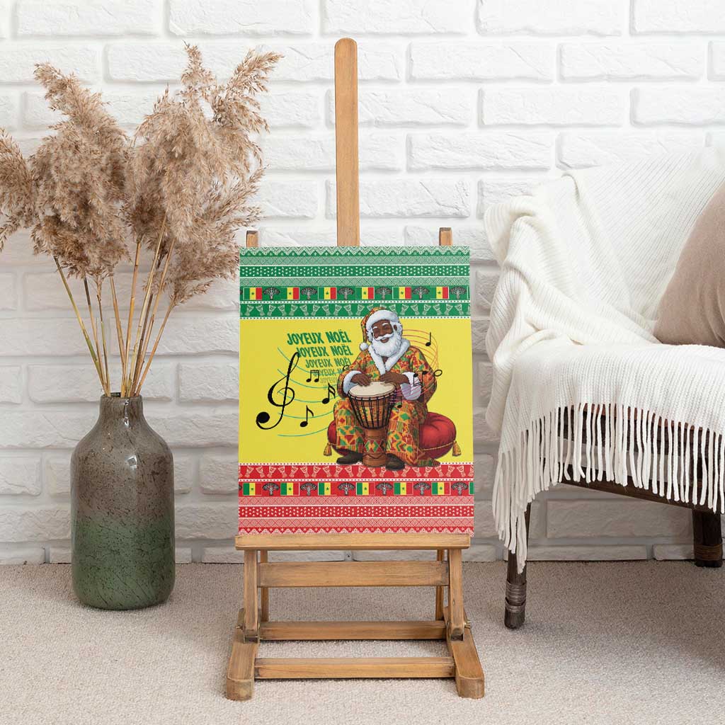 Senegal Christmas Canvas Wall Art Black Santa Playing Djembe Drum - Wonder Print Shop