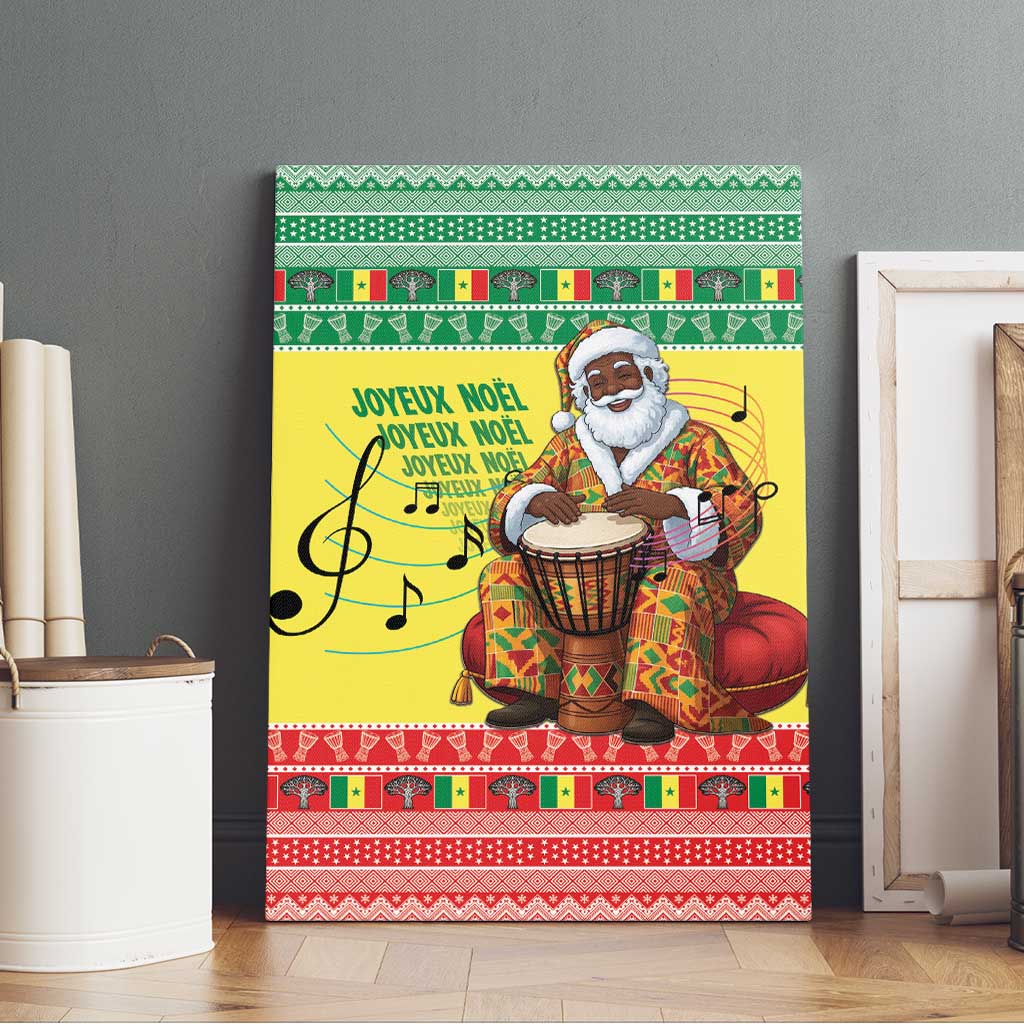 Senegal Christmas Canvas Wall Art Black Santa Playing Djembe Drum - Wonder Print Shop