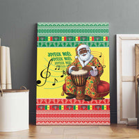 Senegal Christmas Canvas Wall Art Black Santa Playing Djembe Drum - Wonder Print Shop