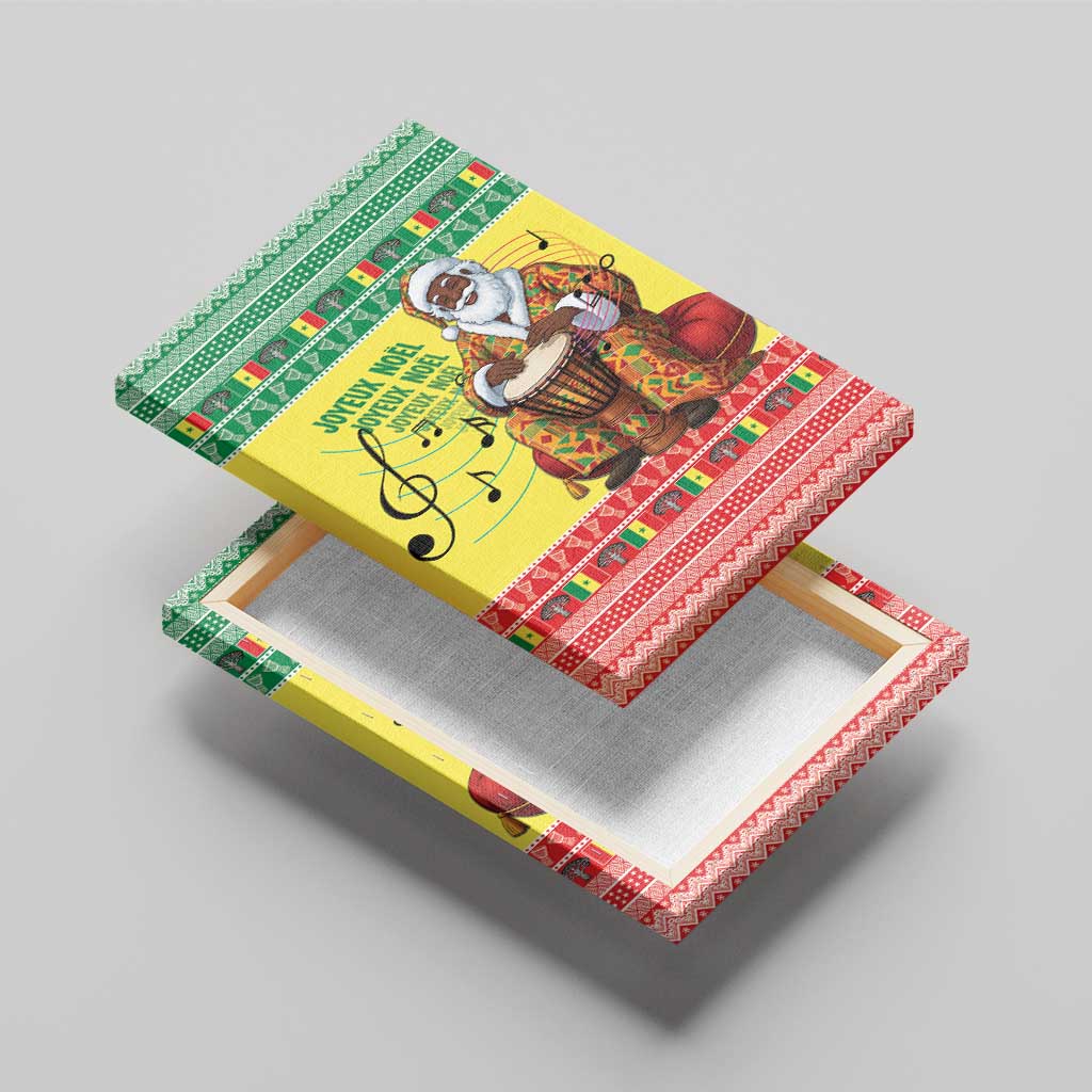 Senegal Christmas Canvas Wall Art Black Santa Playing Djembe Drum - Wonder Print Shop