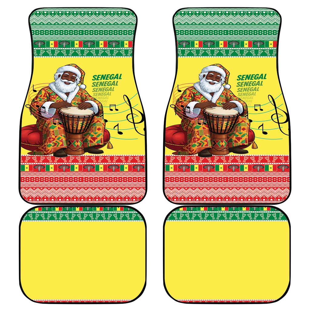 Senegal Christmas Car Mats Black Santa Playing Djembe Drum - Wonder Print Shop