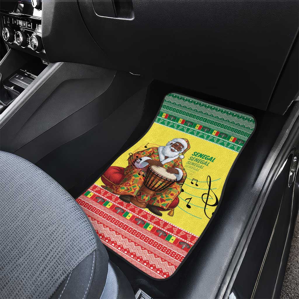 Senegal Christmas Car Mats Black Santa Playing Djembe Drum - Wonder Print Shop
