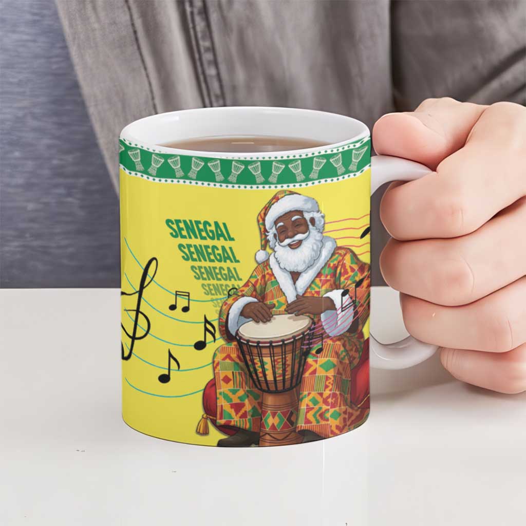 Senegal Christmas Ceramic Mug Black Santa Playing Djembe Drum - Wonder Print Shop