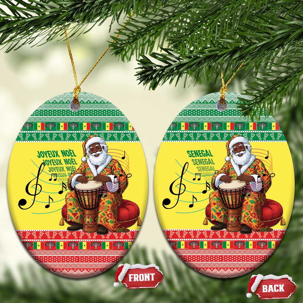 Senegal Christmas Ceramic Ornament Black Santa Playing Djembe Drum - Wonder Print Shop
