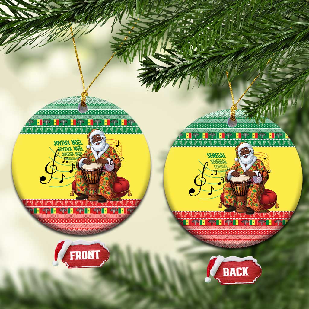Senegal Christmas Ceramic Ornament Black Santa Playing Djembe Drum - Wonder Print Shop
