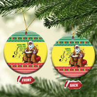 Senegal Christmas Ceramic Ornament Black Santa Playing Djembe Drum - Wonder Print Shop