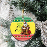 Senegal Christmas Ceramic Ornament Black Santa Playing Djembe Drum - Wonder Print Shop