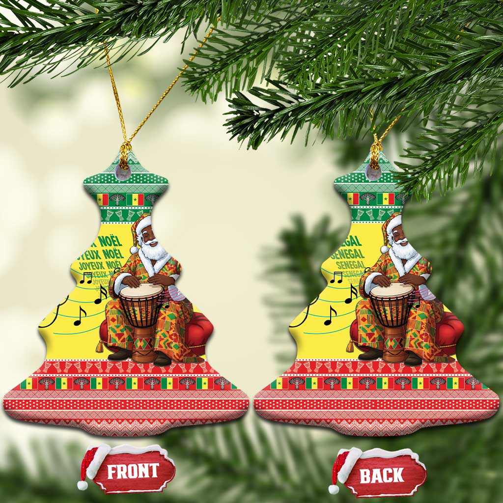 Senegal Christmas Ceramic Ornament Black Santa Playing Djembe Drum - Wonder Print Shop
