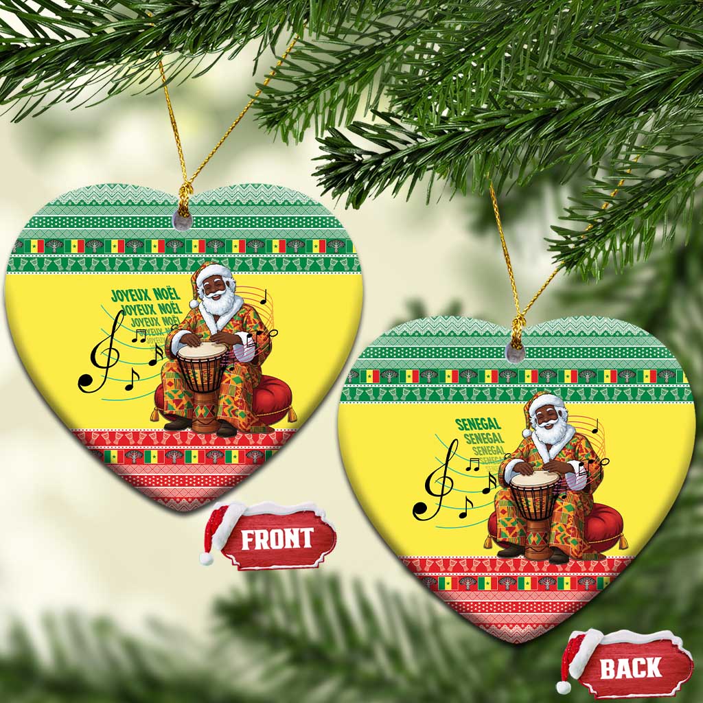 Senegal Christmas Ceramic Ornament Black Santa Playing Djembe Drum - Wonder Print Shop