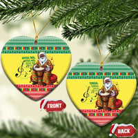 Senegal Christmas Ceramic Ornament Black Santa Playing Djembe Drum - Wonder Print Shop