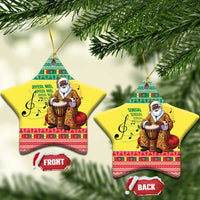 Senegal Christmas Ceramic Ornament Black Santa Playing Djembe Drum - Wonder Print Shop