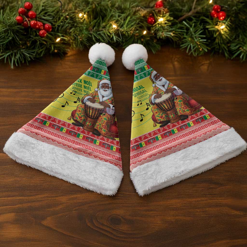 Senegal Christmas Santa Hat Black Santa Playing Djembe Drum - Wonder Print Shop