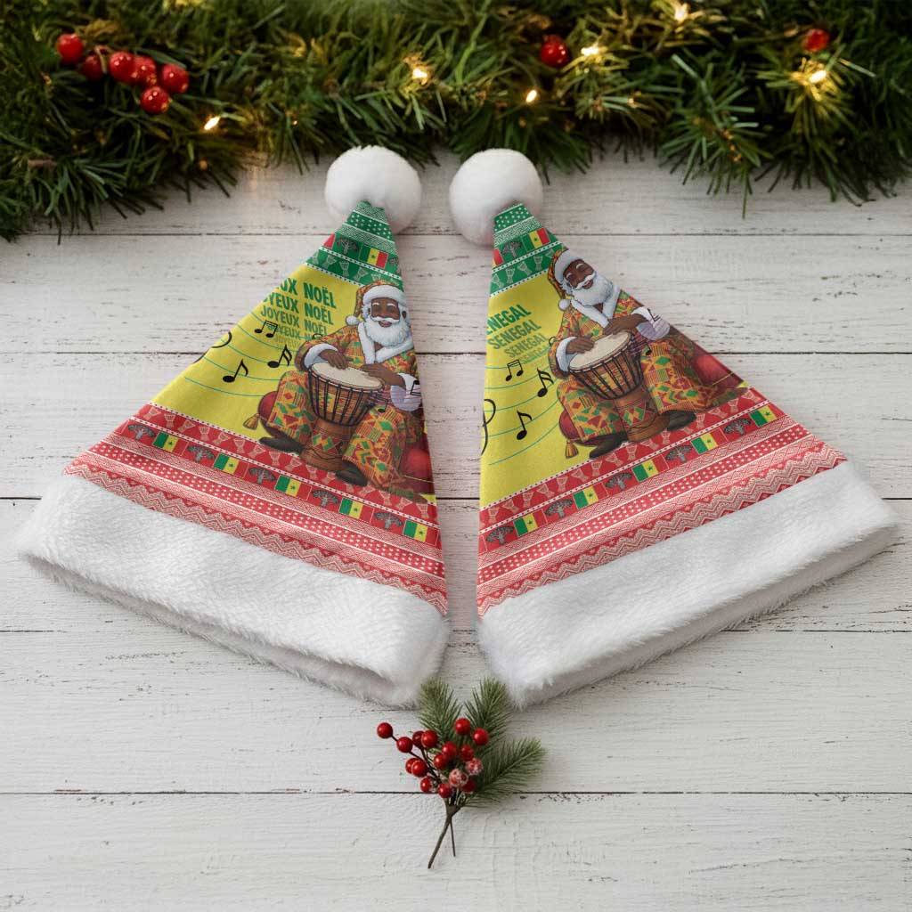Senegal Christmas Santa Hat Black Santa Playing Djembe Drum - Wonder Print Shop