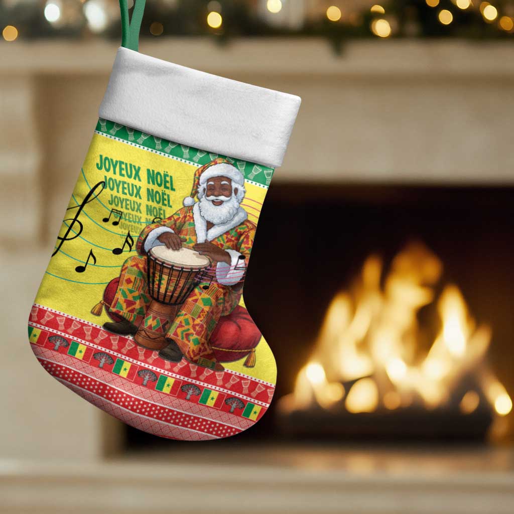 Senegal Christmas Stocking Black Santa Playing Djembe Drum - Wonder Print Shop