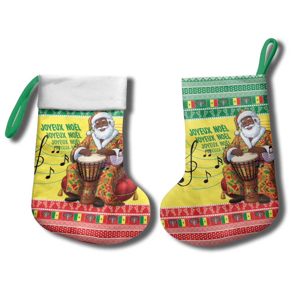 Senegal Christmas Stocking Black Santa Playing Djembe Drum - Wonder Print Shop