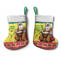 Senegal Christmas Stocking Black Santa Playing Djembe Drum - Wonder Print Shop
