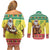 Senegal Christmas Couples Matching Off Shoulder Short Dress and Long Sleeve Button Shirt Black Santa Playing Djembe Drum - Wonder Print Shop