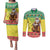 Senegal Christmas Couples Matching Puletasi and Long Sleeve Button Shirt Black Santa Playing Djembe Drum - Wonder Print Shop