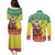 Senegal Christmas Couples Matching Puletasi and Long Sleeve Button Shirt Black Santa Playing Djembe Drum - Wonder Print Shop
