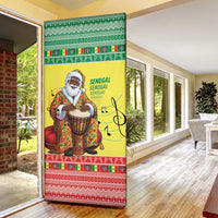 Senegal Christmas Door Cover Black Santa Playing Djembe Drum - Wonder Print Shop