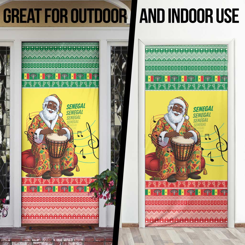 Senegal Christmas Door Cover Black Santa Playing Djembe Drum - Wonder Print Shop