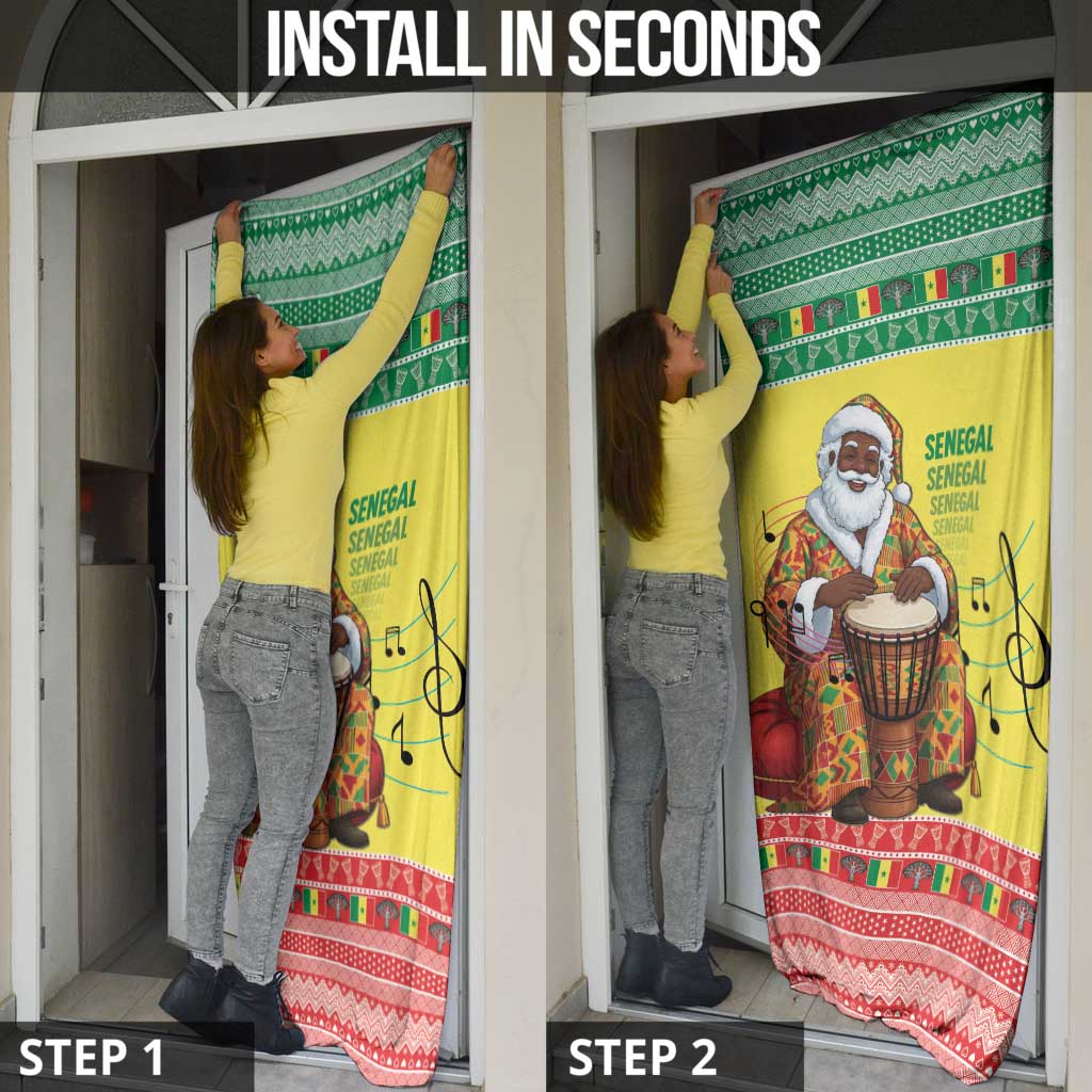 Senegal Christmas Door Cover Black Santa Playing Djembe Drum - Wonder Print Shop