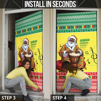 Senegal Christmas Door Cover Black Santa Playing Djembe Drum - Wonder Print Shop