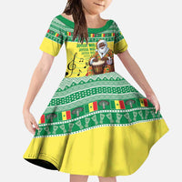 Senegal Christmas Family Matching Long Sleeve Bodycon Dress and Hawaiian Shirt Black Santa Playing Djembe Drum - Wonder Print Shop