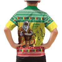 Senegal Christmas Family Matching Mermaid Dress and Hawaiian Shirt Black Santa Playing Djembe Drum - Wonder Print Shop
