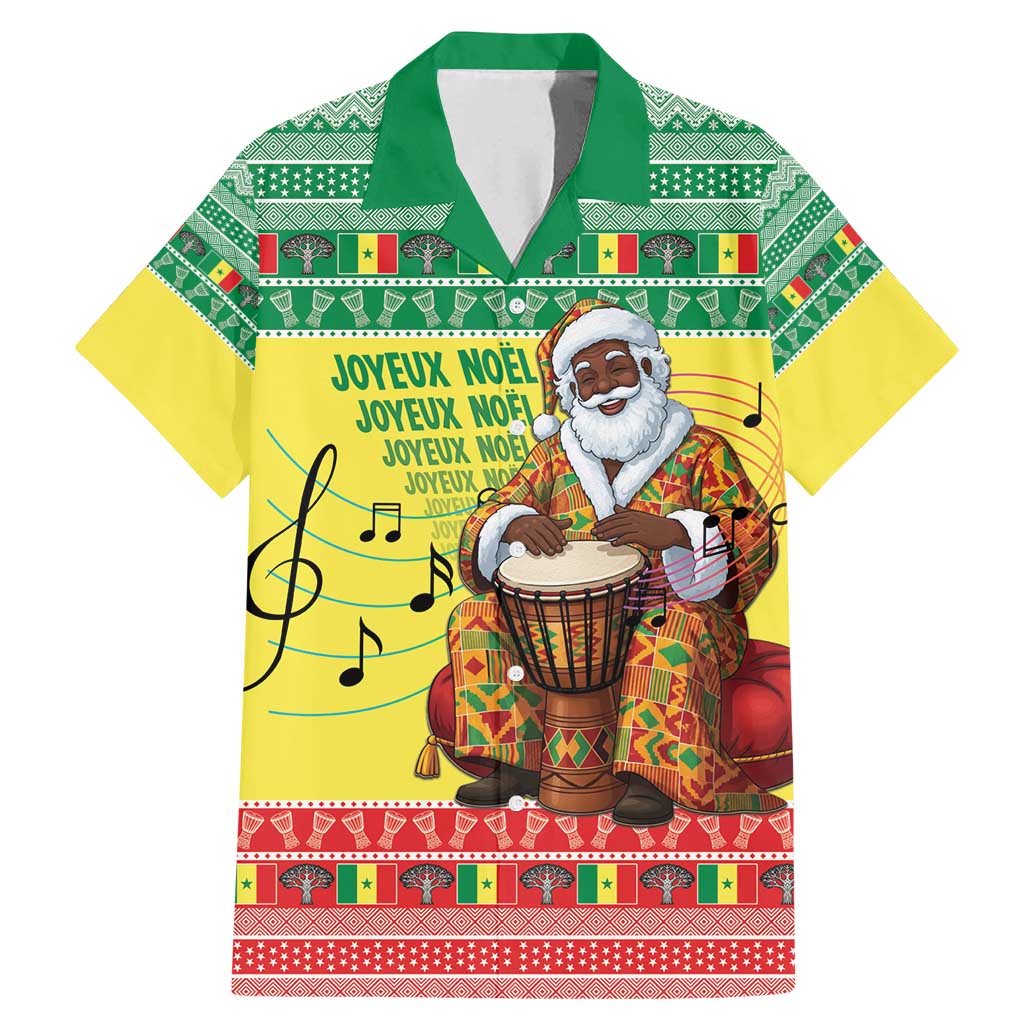 Senegal Christmas Family Matching Mermaid Dress and Hawaiian Shirt Black Santa Playing Djembe Drum - Wonder Print Shop
