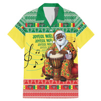 Senegal Christmas Family Matching Mermaid Dress and Hawaiian Shirt Black Santa Playing Djembe Drum - Wonder Print Shop