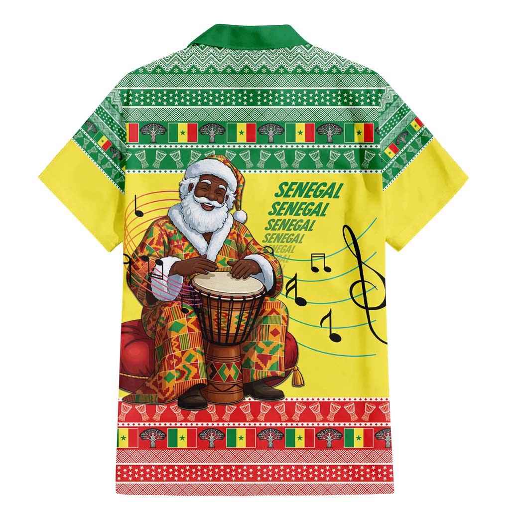 Senegal Christmas Family Matching Mermaid Dress and Hawaiian Shirt Black Santa Playing Djembe Drum - Wonder Print Shop