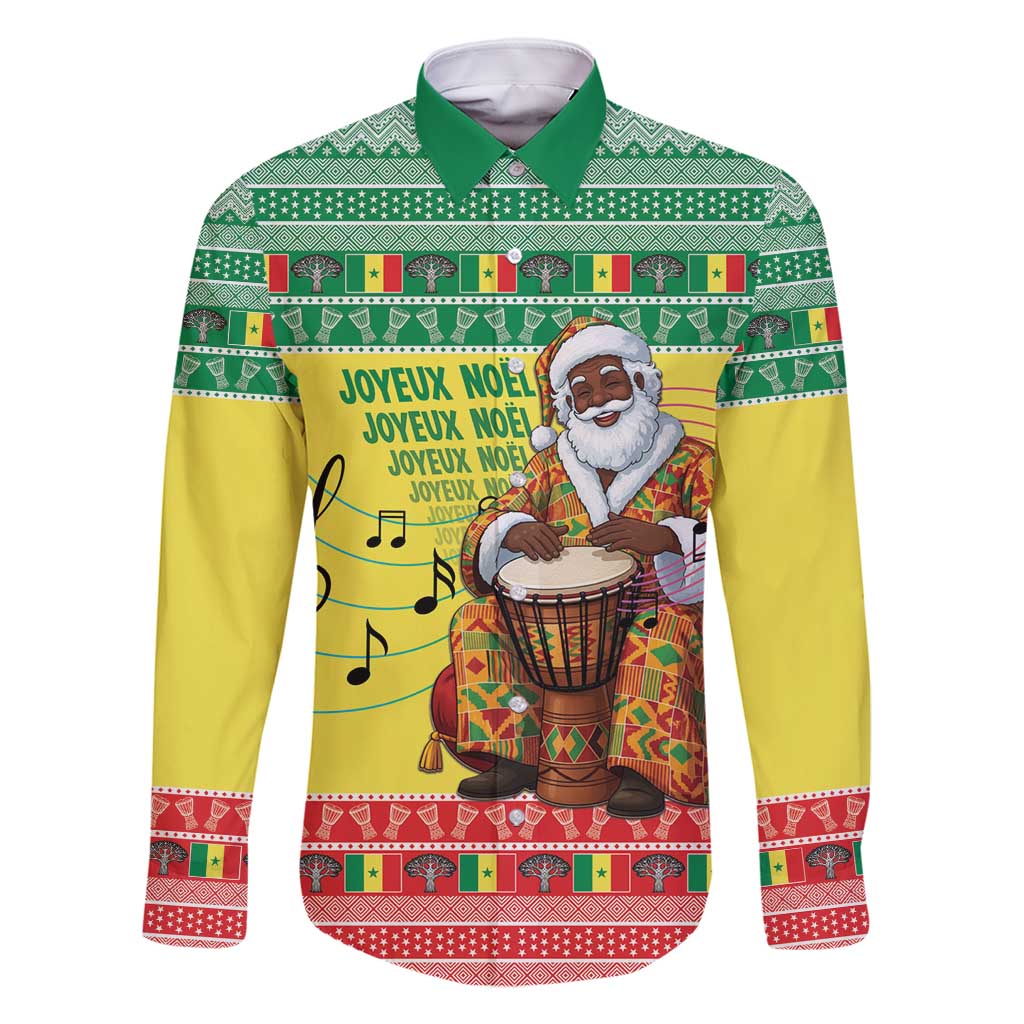 Senegal Christmas Family Matching Mermaid Dress and Hawaiian Shirt Black Santa Playing Djembe Drum - Wonder Print Shop